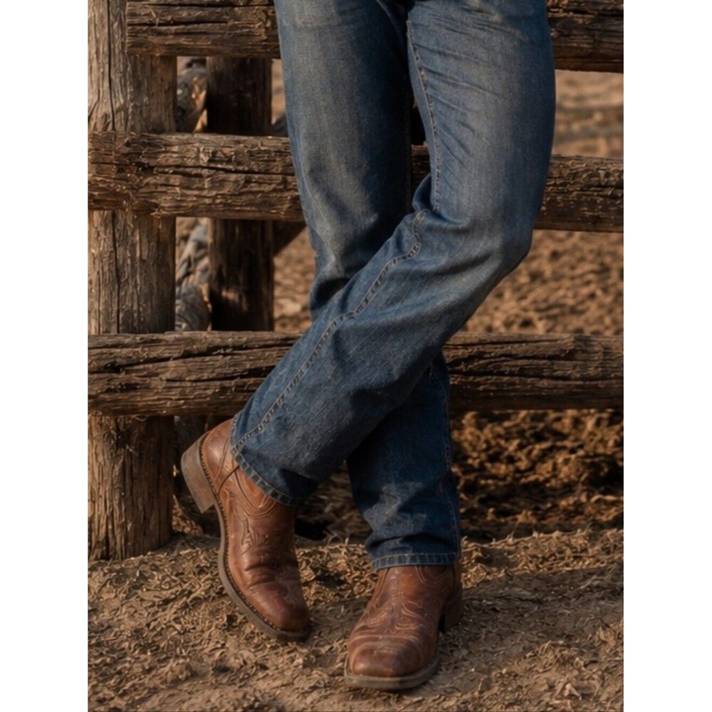 Laredo Brown Distressed Leather Western Cowboy Boots 8.5D Square Toe Rodeo Ridin